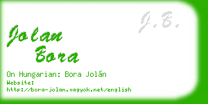 jolan bora business card